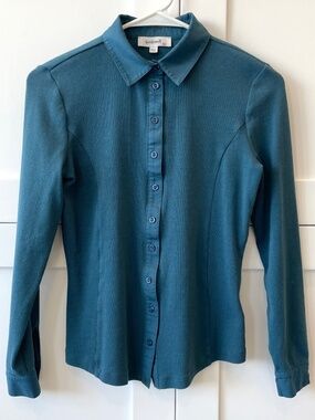 Kettlewell Cotton Rib Shirt in Grey Teal XS